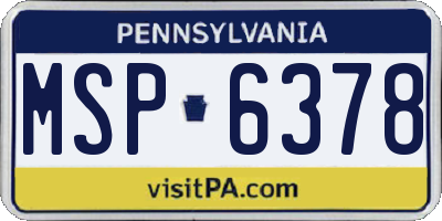 PA license plate MSP6378