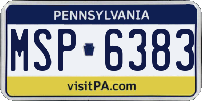PA license plate MSP6383