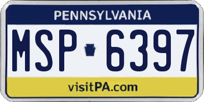PA license plate MSP6397