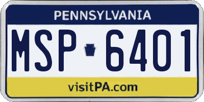 PA license plate MSP6401