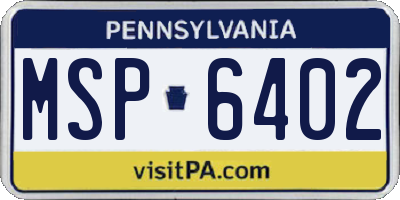 PA license plate MSP6402