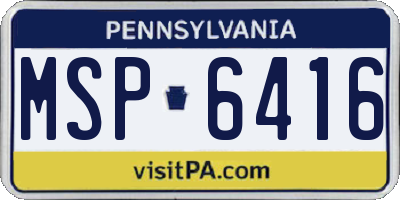PA license plate MSP6416
