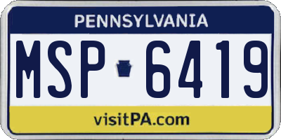 PA license plate MSP6419