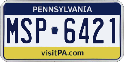 PA license plate MSP6421