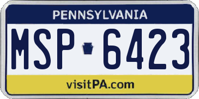 PA license plate MSP6423