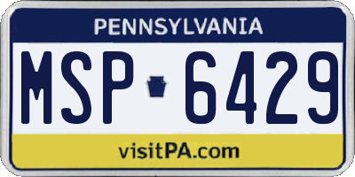 PA license plate MSP6429