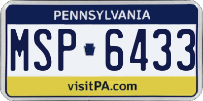 PA license plate MSP6433