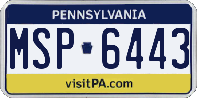 PA license plate MSP6443