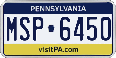 PA license plate MSP6450