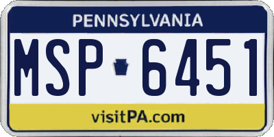 PA license plate MSP6451