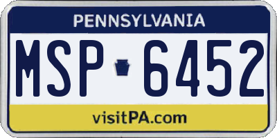PA license plate MSP6452