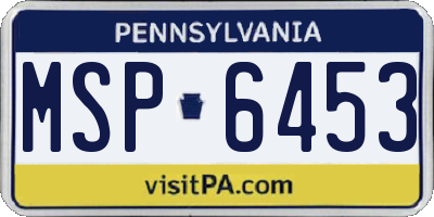 PA license plate MSP6453