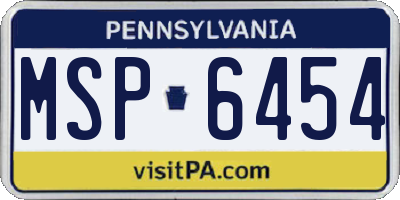 PA license plate MSP6454