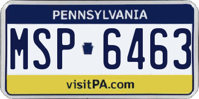 PA license plate MSP6463