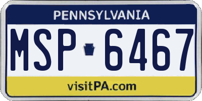 PA license plate MSP6467