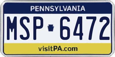 PA license plate MSP6472