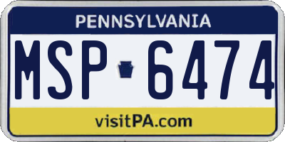 PA license plate MSP6474