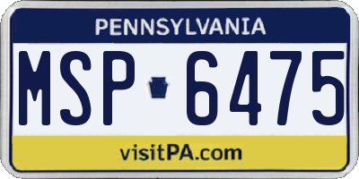 PA license plate MSP6475
