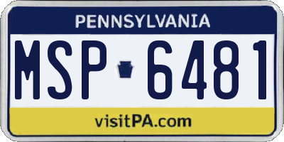 PA license plate MSP6481