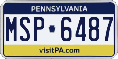PA license plate MSP6487