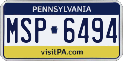 PA license plate MSP6494