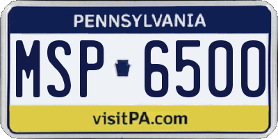 PA license plate MSP6500