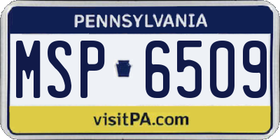 PA license plate MSP6509