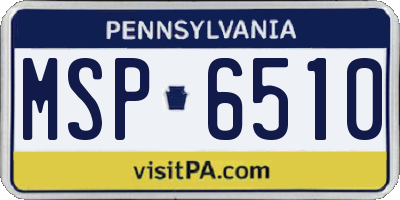 PA license plate MSP6510