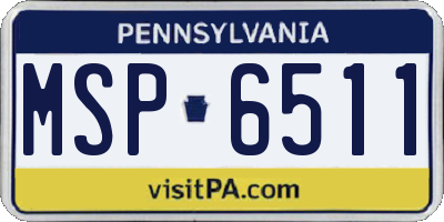 PA license plate MSP6511