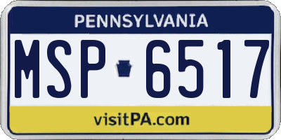 PA license plate MSP6517