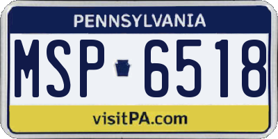 PA license plate MSP6518