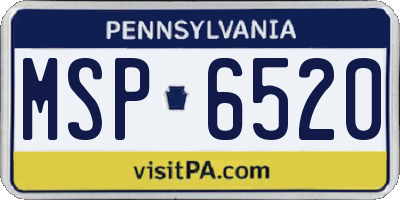 PA license plate MSP6520