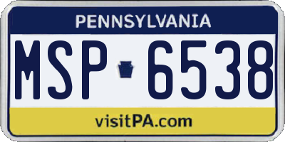 PA license plate MSP6538