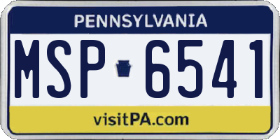 PA license plate MSP6541
