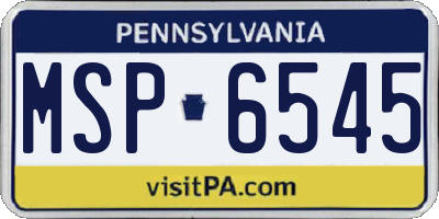 PA license plate MSP6545