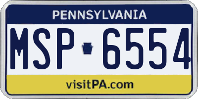 PA license plate MSP6554