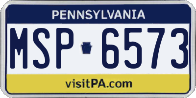 PA license plate MSP6573