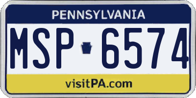 PA license plate MSP6574