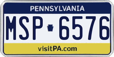 PA license plate MSP6576