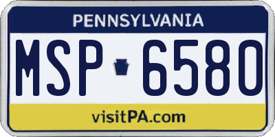 PA license plate MSP6580