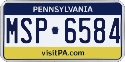 PA license plate MSP6584