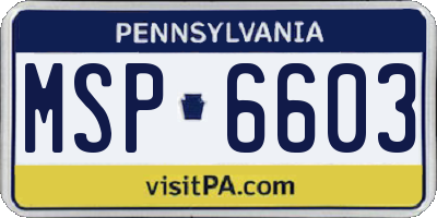 PA license plate MSP6603