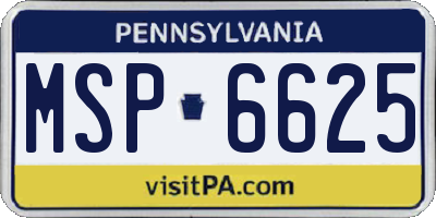 PA license plate MSP6625