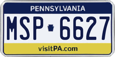 PA license plate MSP6627