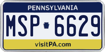 PA license plate MSP6629