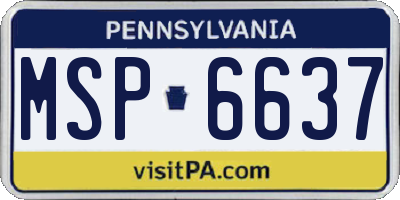 PA license plate MSP6637