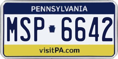 PA license plate MSP6642