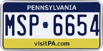 PA license plate MSP6654