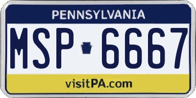 PA license plate MSP6667