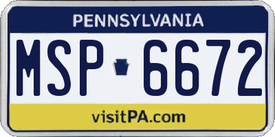PA license plate MSP6672